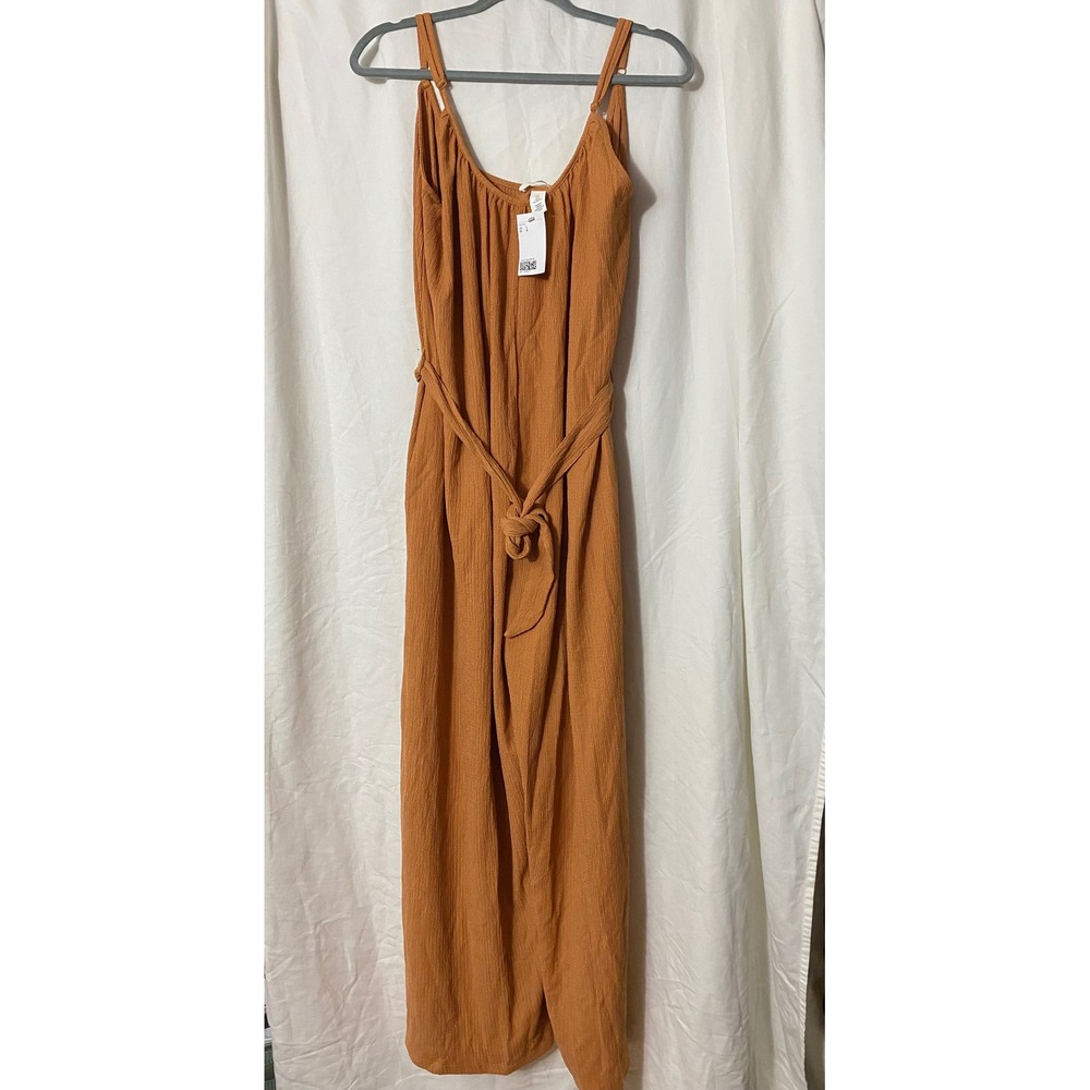H&M Rust Orange Sleeveless Jumpsuit with Tie Waist